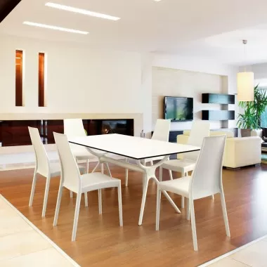 Miranda Dining Set with 6 Chairs White - Lifestyle