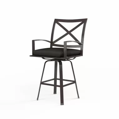 La Jolla Swivel Barstool in Spectrum Carbon w/ Self Welt - Front Side Angle