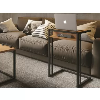 Casabianca NOA C End Table In Birch Melamine With Black Metal Painted Frame - Lifestyle 1