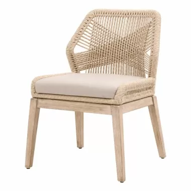 Loom Dining Chair - Sand Natural Gray Fixed - Front Side Angle