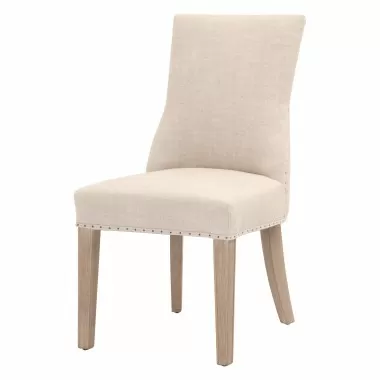 Lourdes Dining Chair in Bisque Natural Gray - Front Side Angle