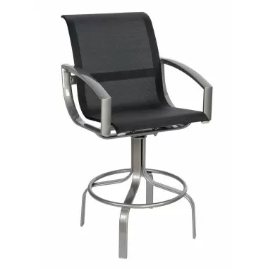 Woodard Metropolis Sling Swivel Bar Stool - Angled View