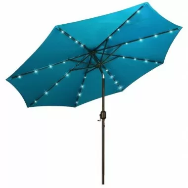 AZ Patio Heaters Solar Market Umbrella with LED Lights in Turquoise - Lifestyle