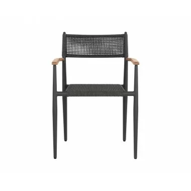 Sunpan Kona Stackable Dining Armchair Dark Grey - Set of Two - Front Angle
