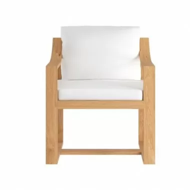 Sunpan Tahiti Dining ArmChair - Stinson White - Front Angle