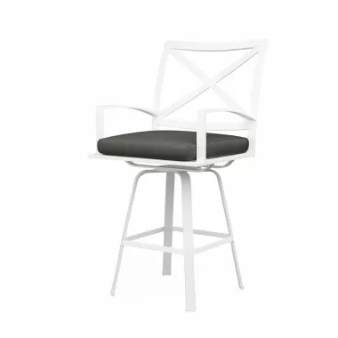 Bristol Swivel Counter Stool in Spectrum Carbon w/ Self Welt - Front Side Angle