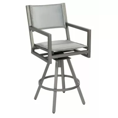 Woodard Palm Coast Padded Sling Swivel Bar Stool with Arms