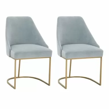 Essentials For Living Parissa Dining Chair in Coastal Velvet - Set of Two - Set in Front Side Angle