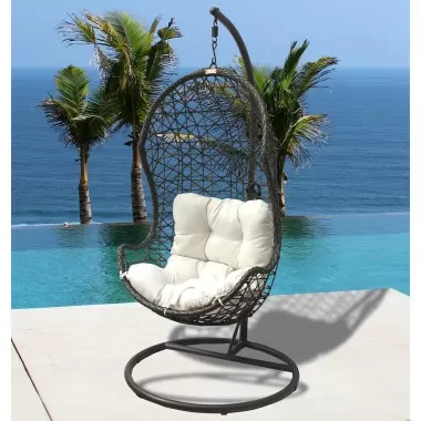Panama Jack Outdoor Accents Hanging Chair w/Metal Stand & Cushions