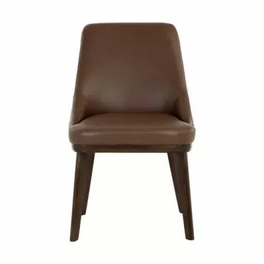 Sunpan Jody Dining Chair in Missouri Mahogany Leather - Set of Two - Front Angle