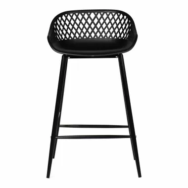 Moe's Home Collection Piazza Outdoor Counter Stool in Black/Grey - Front Angle