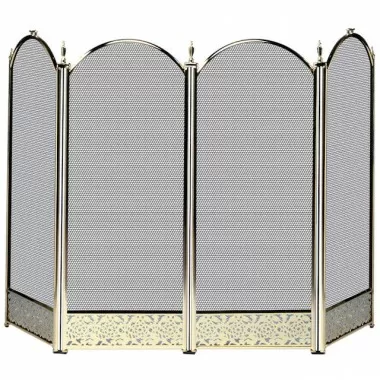 Mr. Bar-B-Q UniFlame® 4 Fold Polished Brass Finish Screen with Decorative Filigree
