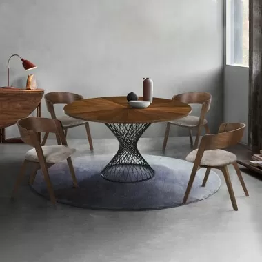 Armen Living Cirque and Jackie 5 Piece Walnut Round Dining Set