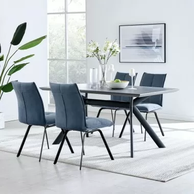Armen Living Margot and Blue Rylee 5 Piece Modern Rectangular Dining Set