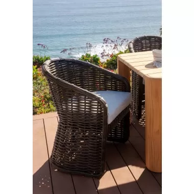 Sunset West Cabo Dining Chair in Soothe Pearl with Flange Welt - Lifestyle 3