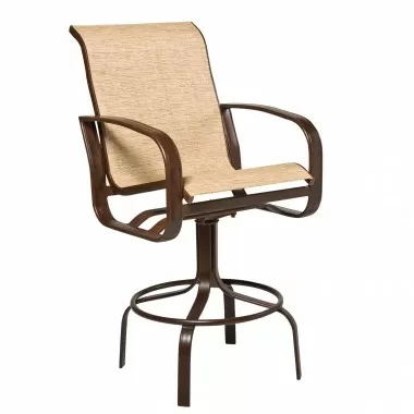Woodard Cayman Isle Sling Swivel Bar Stool - Angled
