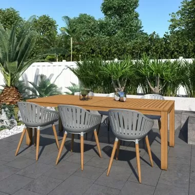 International Home Miami Amazonia 7-Piece Rectangular Patio Dining Set - Lifestyle