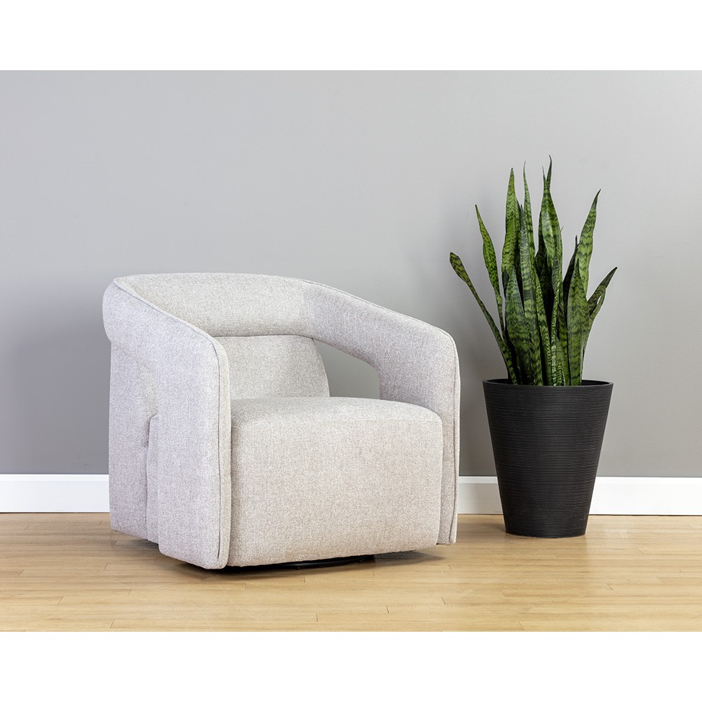 Sunpan Kendrick Swivel Lounge Chair - Abbington Black/Belfast Heather