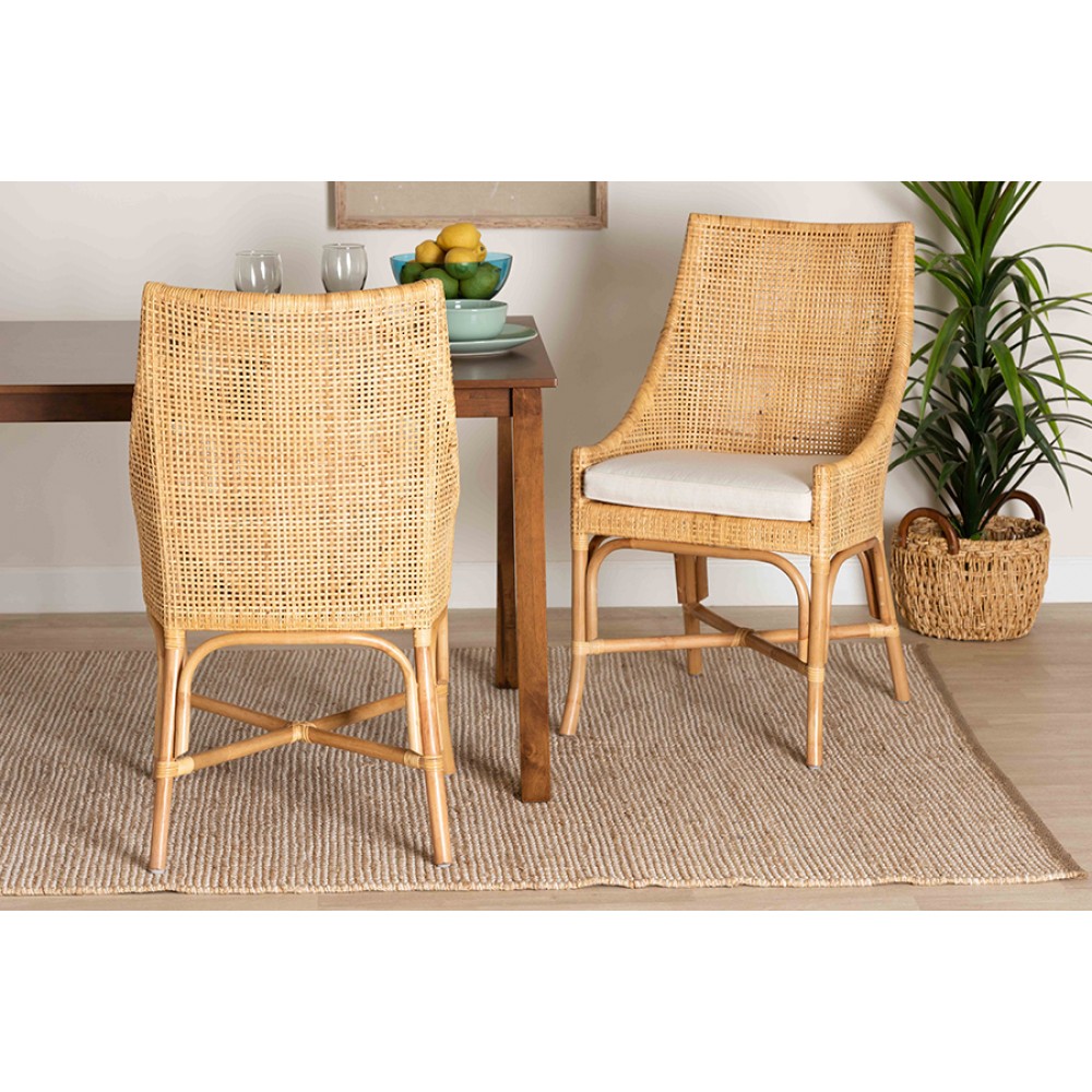 Baxton Studio Bella Modern Bohemian Natural Brown Rattan Dining