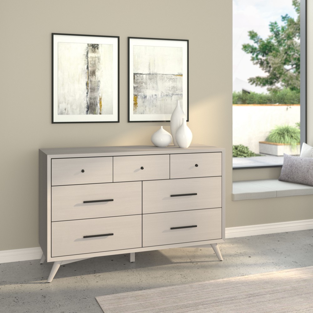 Alpine furniture flynn mid store century modern 2 drawer nightstand