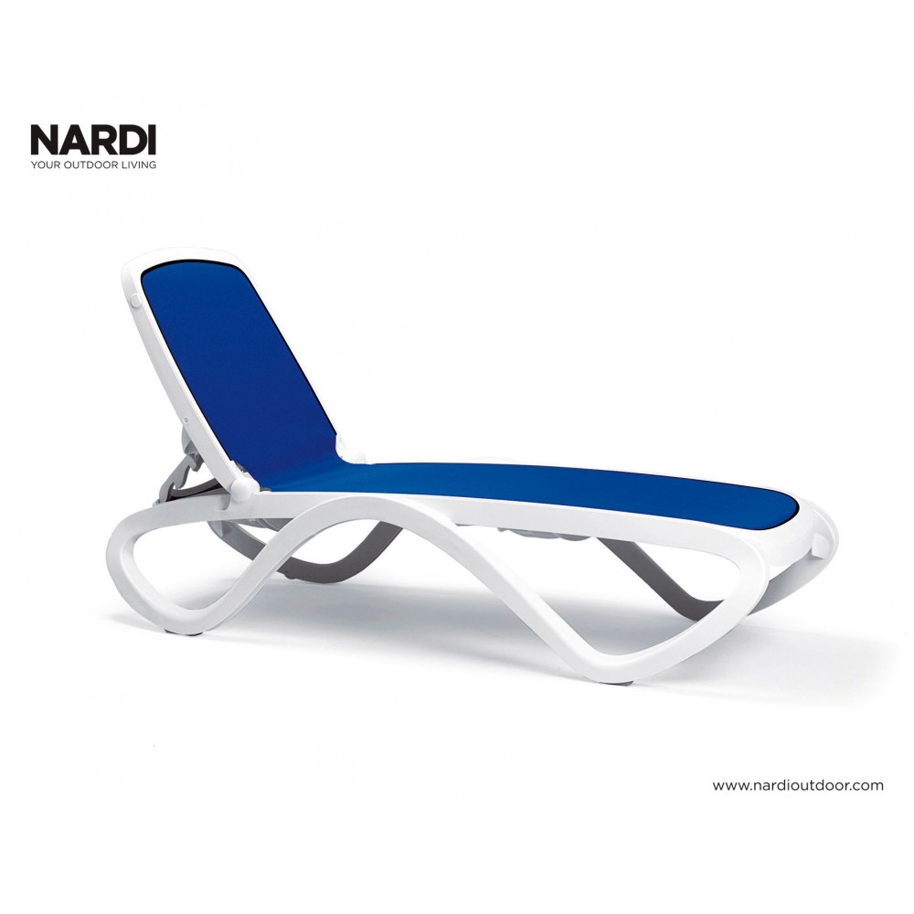 Nardi Omega Chaise Lounge In Bianco/Blue, Bianco/Tortora,Caffè/Straw