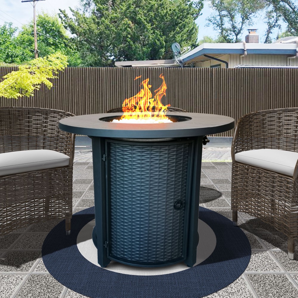 Crawford and Burke Haines Black Metal and Tile Round Fire Pit with
