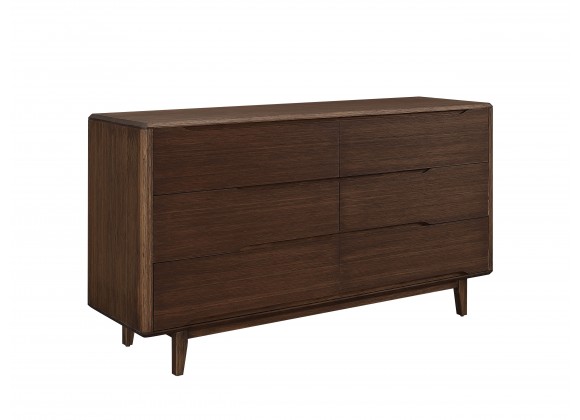 Greenington Currant Six Drawer Double Dresser Oiled Walnut - Front Side Angle 
