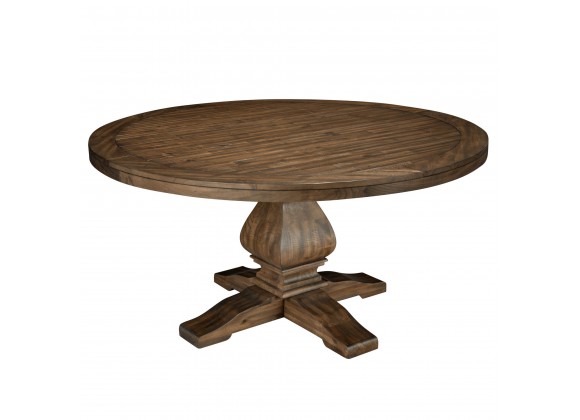 Alpine Furniture Kensington Round Solid Pine Dining Table, Walnut  - Front Angle