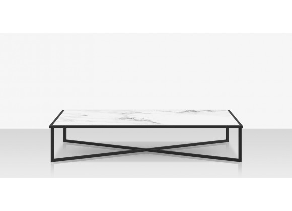 Source Furniture Iconic Aluminum Rectangular Coffee Table with Porcelain Tabletop