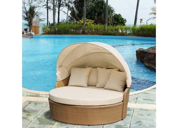 Blueczy Day All-Weather Wicker Leisure Bed with Cushions