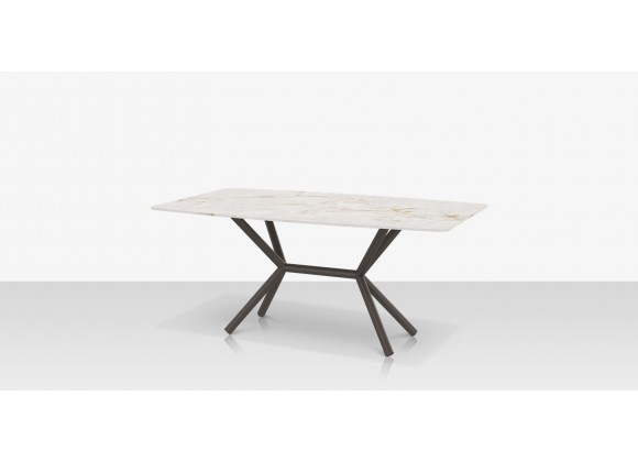 DecoScapes Oliver Emerald Rimless Porcelain Dining Table - Side Angled