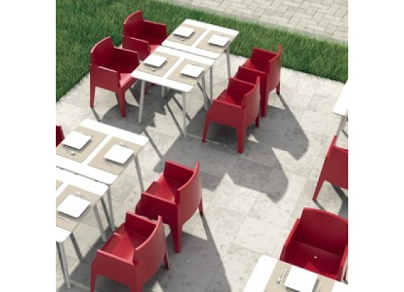 Box Resin Outdoor Dining Arm Chair - Red