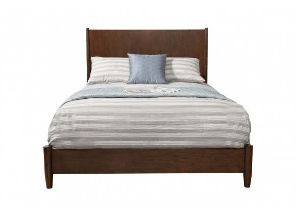 Alpine Furniture Flynn Full Platform Bed, Walnut - Front Angle