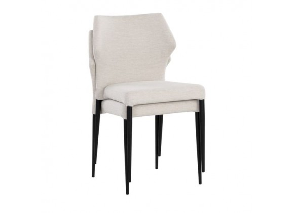 Sunpan James Stackable Dining Chair in City Beige - Set of Two - Front Side Angle