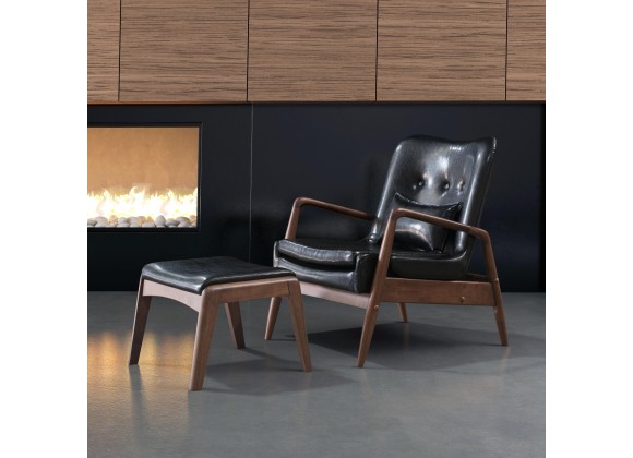 Zuo Modern Bully Lounge Chair and Ottoman in Black - Lifestyle