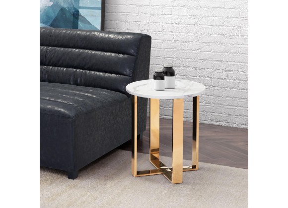 Zuo Modern Atlas End Table White and Gold - Lifestyle