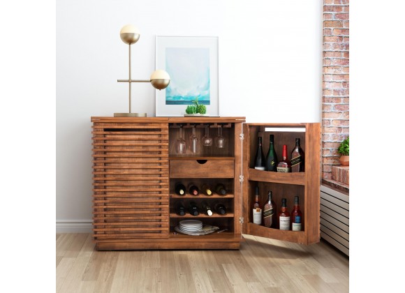 Zuo Modern Linea Bar Cabinet in Walnut - Lifestyle