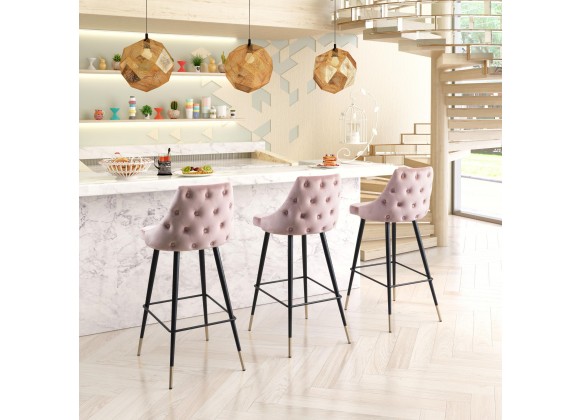 Zuo Modern Piccolo Barstool in Pink - Lifestyle