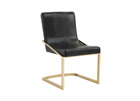 Sunpan Marcelle Dining Chair in Black Croc - Angled