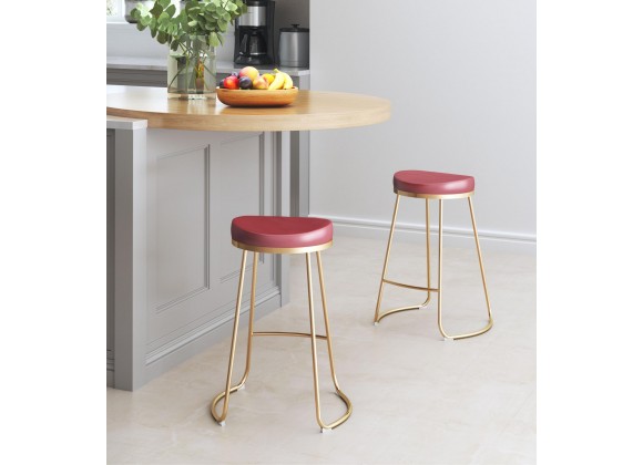 Zuo Modern Bree Counter Stool Burgundy and Gold - Lifestyle