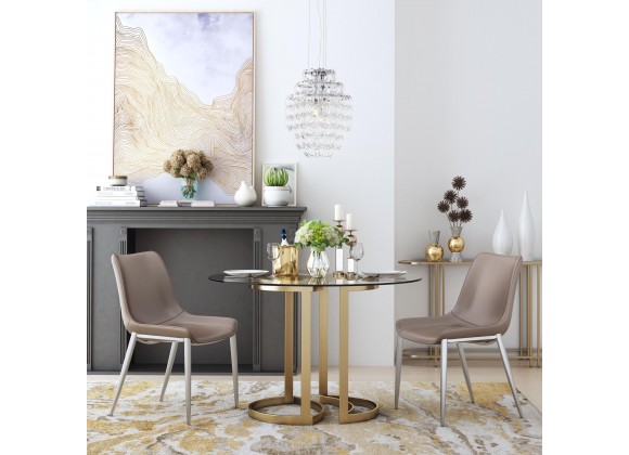 Zuo Modern Magnus Dining Chair in Brown and Silver - Lifestyle 1