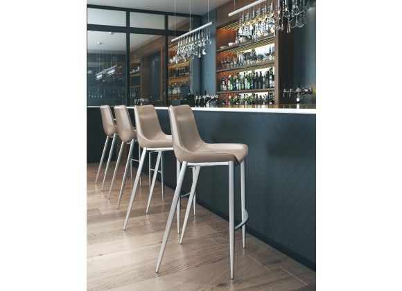 Zuo Modern Magnus Barstool in Brown and Silver - Lifestyle