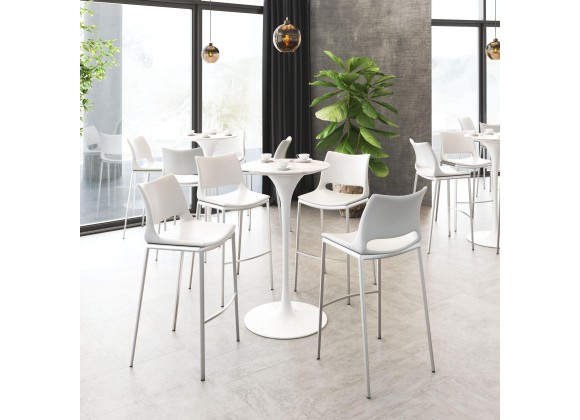 Zuo Modern Ace Barstool in White and Silver - Lifestyle 2