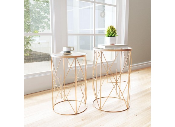 Zuo Modern Hadrian Side Table Set in Gold - Lifestyle