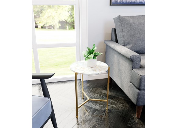 Zuo Modern Haru Side Table White and Gold - Lifestyle 1