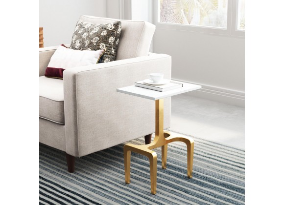 Zuo Modern Clement Side Table White and Gold - Lifestyle