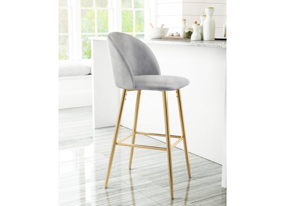 Zuo Modern Cozy Barstool Gray and Gold - Lifestyle
