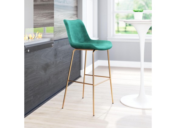 Zuo Modern Tony Barstool in Green and Gold - Lifestyle