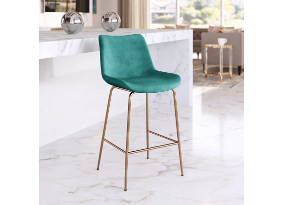 Zuo Modern Tony Counter Stool in Green and Gold - Lifestyle
