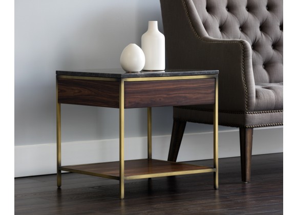 Sunpan Stamos End Table - Gold - Zebra Brown - Lifestyle